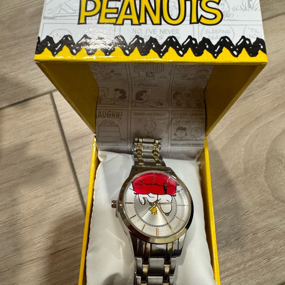 Snoopy Silver Watch with Red Accents